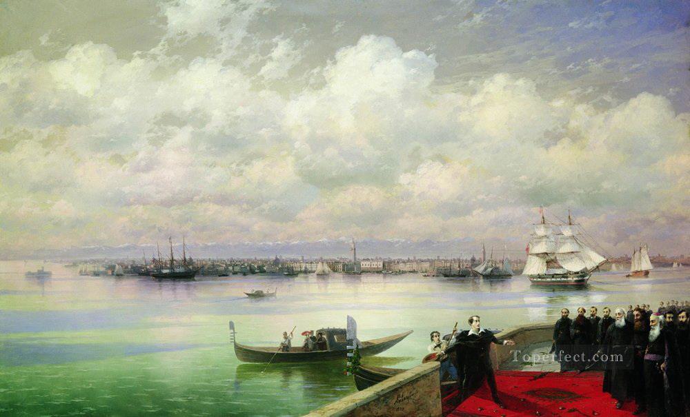 byron visiting mhitarists on island of st lazarus in venice Ivan Aivazovsky Oil Paintings